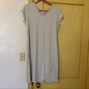 Chico’s Dress Striped T-shirt Dress Cap Sleeve Size 1